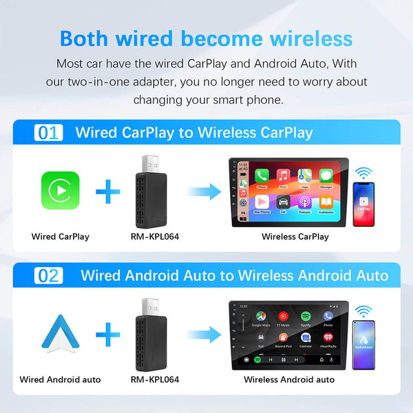 Wireless CarPlay & Android Auto USB Adapter - Plug & Play