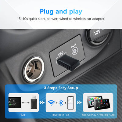 Wireless CarPlay & Android Auto USB Adapter - Plug & Play