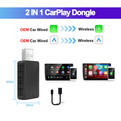 Wireless CarPlay & Android Auto USB Adapter - Plug & Play