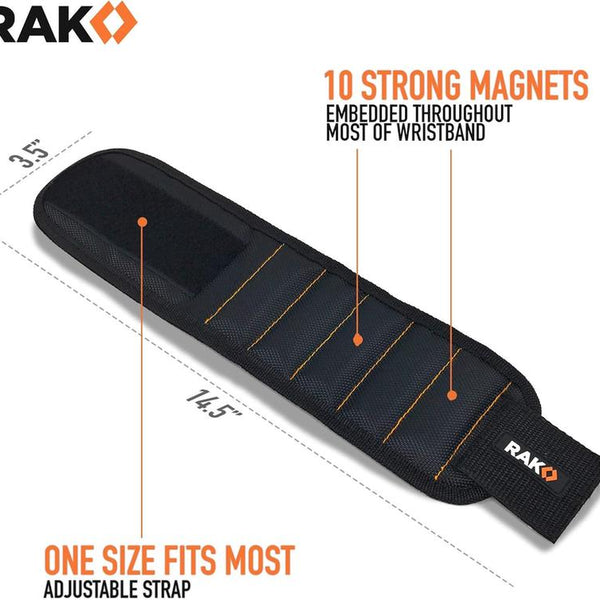 RAK Magnetic Wristband for Holding Screws, Nails and Drill Bits for Men